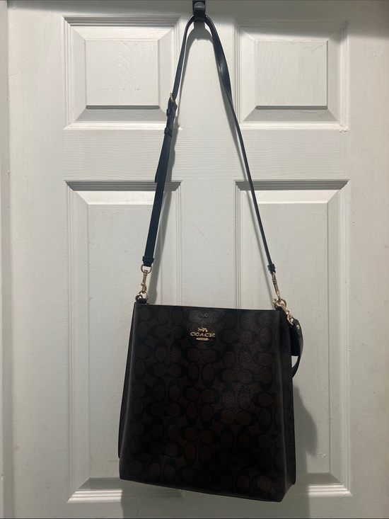 Coach Handbags - Coach Brown Signature Canvas Crossbody Tote with Gold Hardware